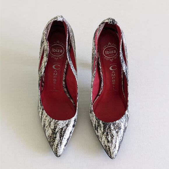 Jeffrey Campbell Theodora Pump Sz 8 Black White Splattered Ibiza Last Handmade - Picture 2 of 9